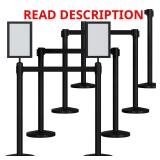$185 8 Pcs Crowd Control Stanchions Set, Black