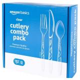 Amazon Basics Clear Cutlery Set   192 Count