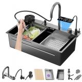 $301 31.5' Black-Grey Nano Kitchen Sink KM-8046-31