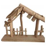 Nativity Stable Wooden Ornament for Tabletop