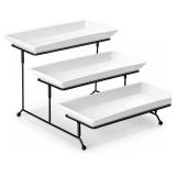 MALACASA 3-Tier Serving Tray, 12' White