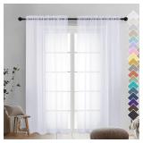 OVZME Sheer White Curtains 72' Length, 42'W