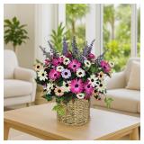 Artificial Flowers w/ Basket for Decor