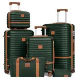 $170 Joyway 6-Piece Spinner Luggage Green/Brown
