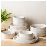 Terra Ceramic Dinnerware Set, 4, 16pc, White