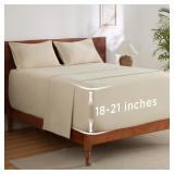 Bedsure Deep Pocket Queen Sheets, 4pc, Beige