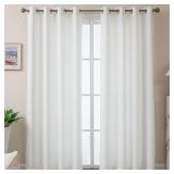 White Linen Textured Curtains, 84' Sheer