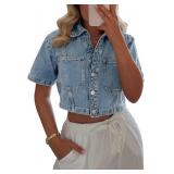 (Small) POTILI Denim Top: Cropped Jean Jacket