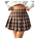(XL) SweatyRocks Women's Plus Size Plaid Skirt