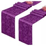 2 Pack Purple Satin Table Runner 12x108