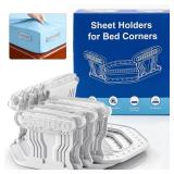 Bed Sheet Holders for Corners   4 Pack, White
