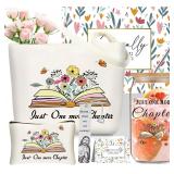 2pk Book Lover Gifts: Funny Glass & Tote Set
