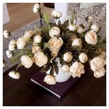 Thiccywoov 8 Pcs Faux Peony Stems, Champagne