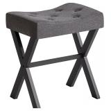 IBUYKE U-Shaped Linen Vanity Stool, Dark Gray