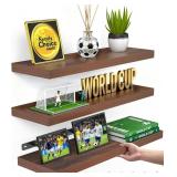 BAYKA Floating Shelves Set 3 - Walnut, 15.7'