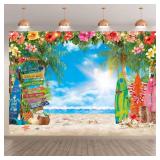 Hawaiian Beach Backdrop: Tropical Flowers