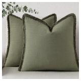 decorUhome Linen Fringe Euro Sham 22x22 Set