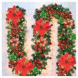 9 ft LED Christmas Garland with Red Berries