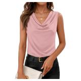 Large - ZESICA Women's Cowl Neck Tank Tops Blouses
