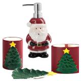 $115 Numhew Red Ceramic Merry Christmas Bath Set