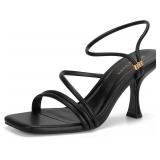 Women s 6.5 Strappy Heels Square Toe