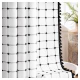 Black and White Boho Shower Curtain, 72x72