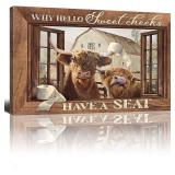 Highland Cow Canvas Wall Art, 16x24