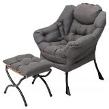 $113 Welnow Lazy Chair with Ottoman, Dark Grey