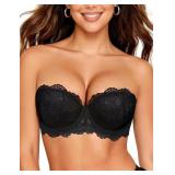 Upushall Strapless Push-Up Bra with Straps 38C