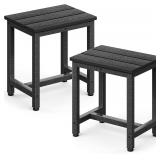 ODK Outdoor Side Tables Set of 2, Black