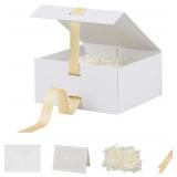 BoxSkivra White Gift Box with Ribbon 6x6x3 inch