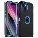 iPhone 14/13 3-Layer Rugged Case Black/Blue