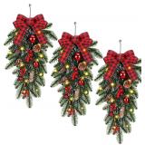 3 Pcs 24' Teardrop Swag with Lights