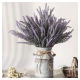 LESING Lavender Flowers in Metal Vase, Purple