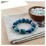 Blue Agate Gem and Dapple Bodhi Bracelet