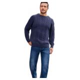 (L) Men's Cable Knit Pullover Sweater, Navy