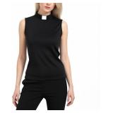 (3XL) Women s Clergy Sleeveless Tab Collar Blouse