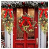 Hungdao 3 Pack Pre-lit Wreaths & Swags 24'