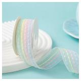 Pastel Rainbow Stripe Sheer Ribbon 1' x10yds