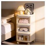 Plastic Nightstand 3-Tier Bedside Table
