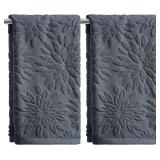 Artoid Mode 2 Pcs Grey 3D Dahlia Hand Towels