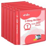 ViViN 1' Round Ring Binder, 6-pack, Red