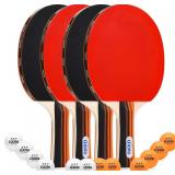 Ping Pong Paddles Set of 4 with Balls