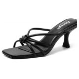RIBONGZ Mule Kitten Heels for Women Mules