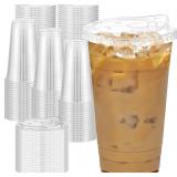 Dealusy 100 Pack 24 oz Clear Cups with Lids