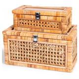 Rattan Decorative Boxes with Glass Lids (2)
