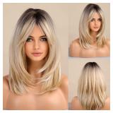 Long Layered Blonde Wig with Bangs