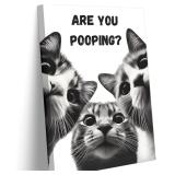 Funny Bathroom Cat Art Pooping Poster