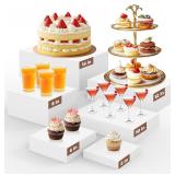 6 Pcs Buffet Risers, White Acrylic Risers