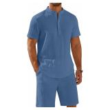 Medium - COOFANDY Men s Summer Beach 2-Piece Henle
